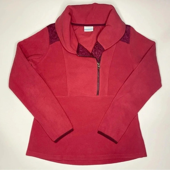 Columbia Tops - Columbia Medium Quilted Fleece 1/2 Zip Pullover Sweater Pink